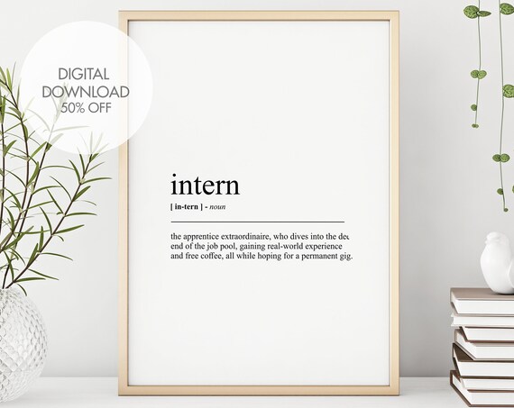 Intern Definition Print Intern Wall Art Family Prints Funny Print Funny Gift For Friend Gift For Colleague Minimalist Wall Art