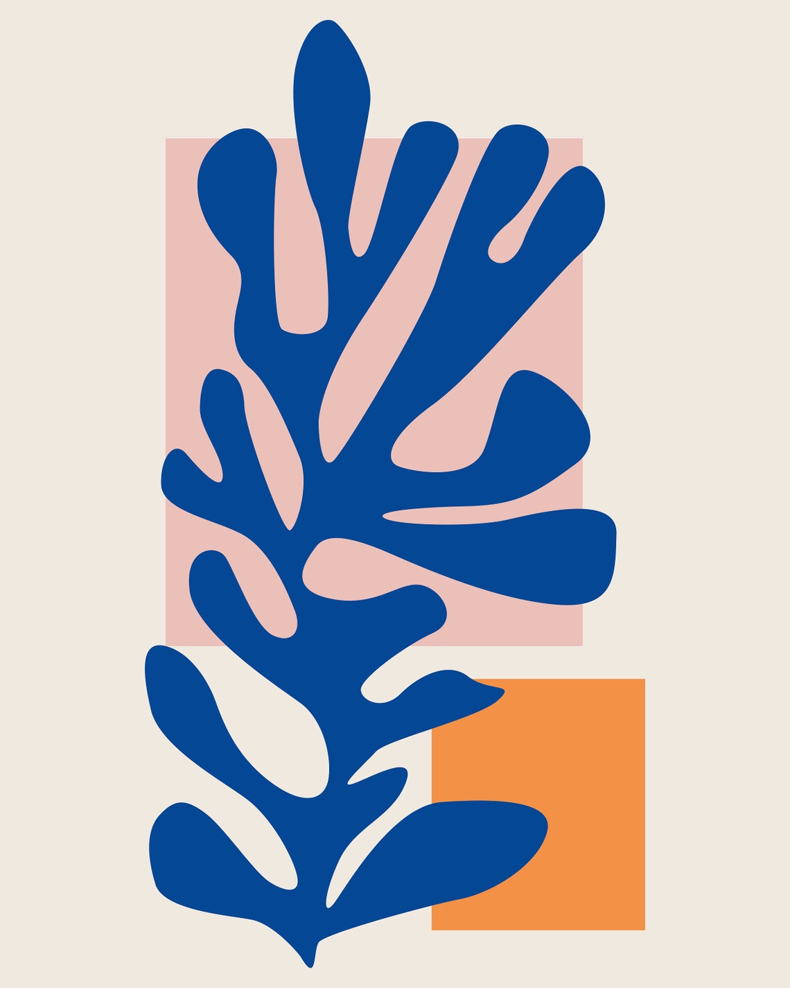 Matisse Style Blue Seaweed Cut Out Botanical Decorative Poster - Image 2