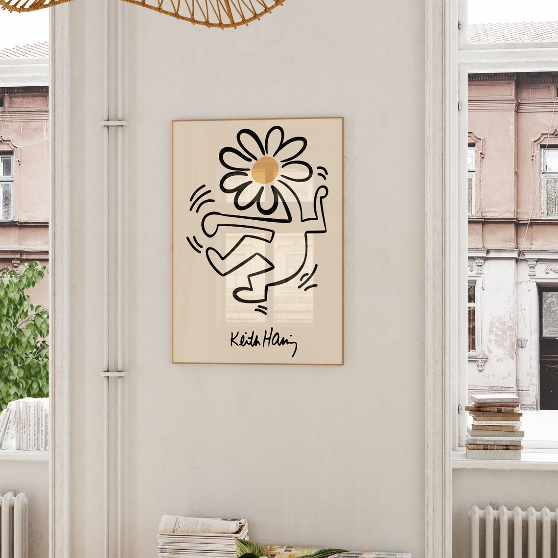 Keith Haring Style Dancing Daisy Flower Pop Art Line Drawing Poster - Image 5