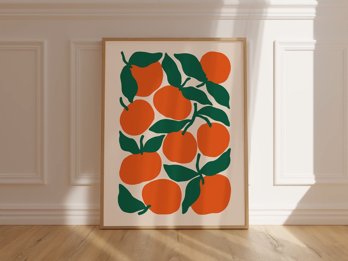 Bright Orange Fruit Branch Minimalist Botanical Kitchen Poster - Image 6