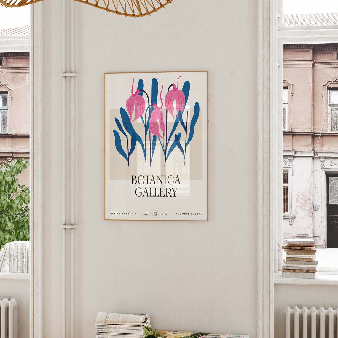 Botanica Gallery Pink Bell Flowers Blue Leaves Paris Art Poster - Image 6