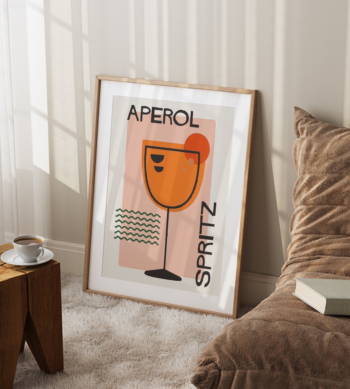 Aperol Spritz Cocktail Minimalist Retro Kitchen Bar Decor Poster - Image 2