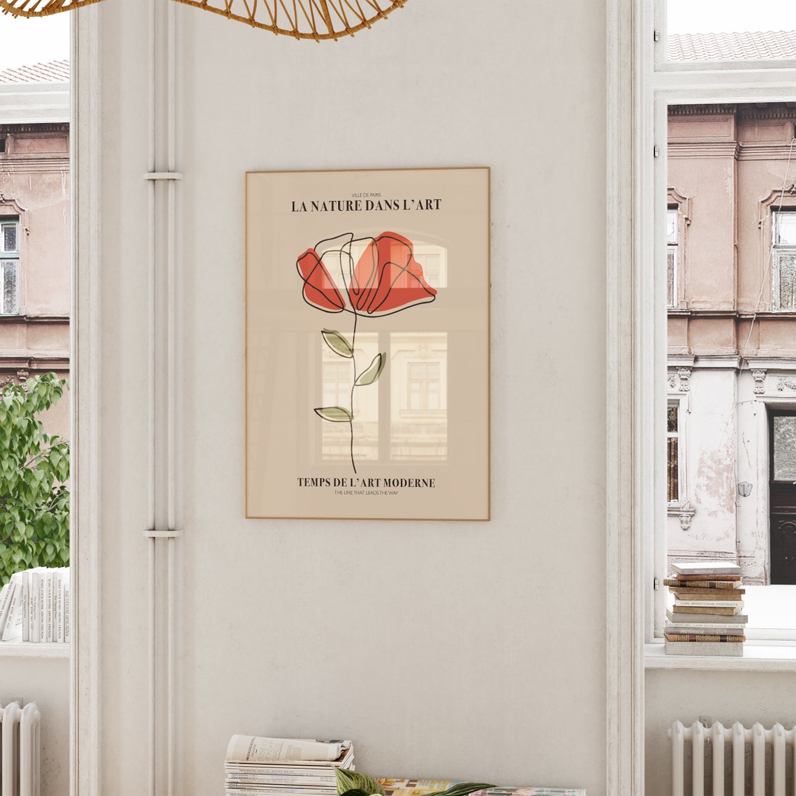 French Red Line Flower Art Poster Titled La Nature Dans LArt - Image 5