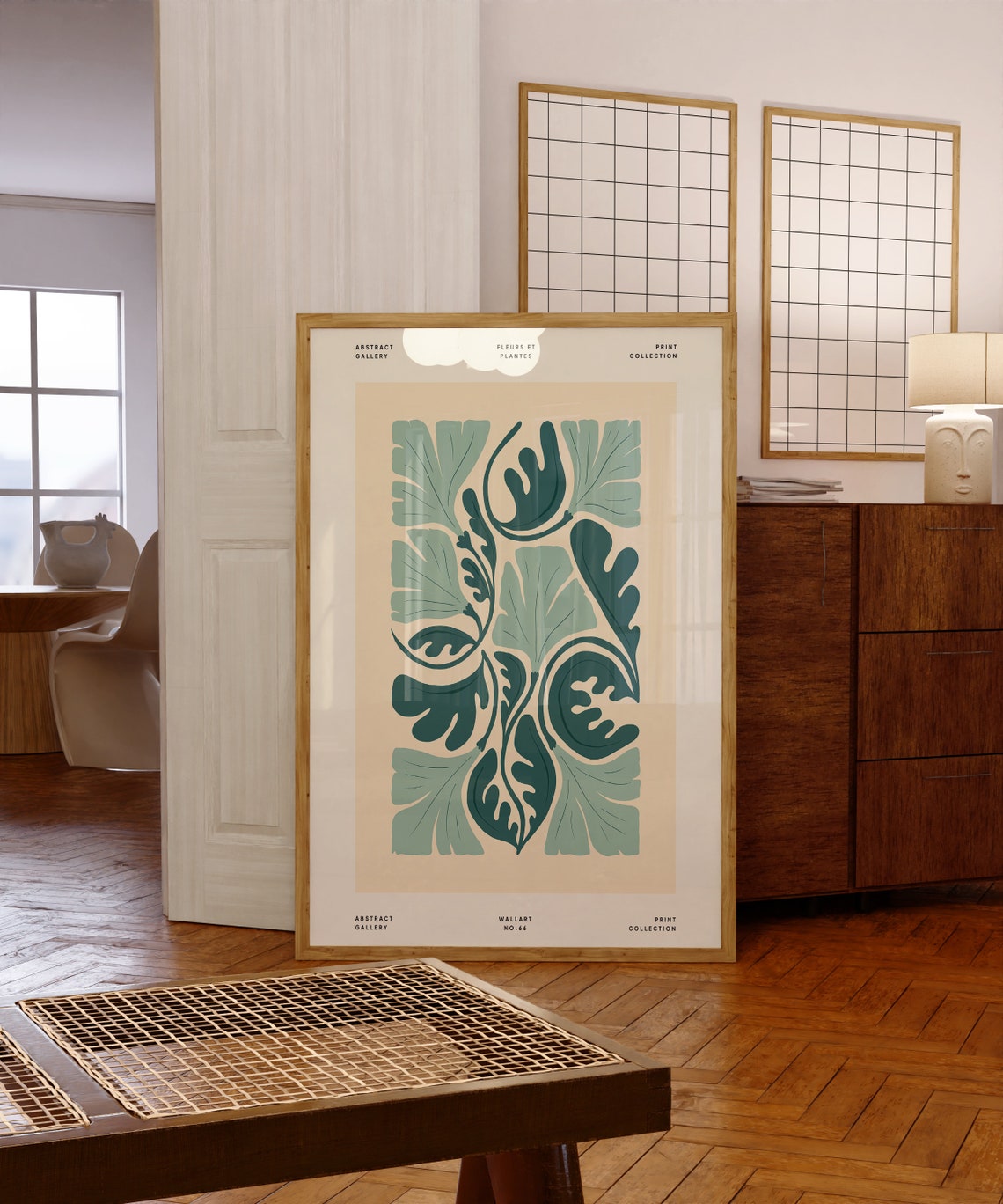Teal Green Leaf Pattern Fleurs et Plantes Gallery Art Poster - Image 6