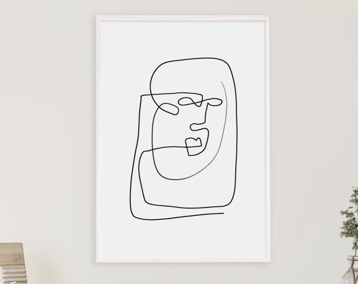 Single Line Face Drawing Continuous Contour Minimalist Portrait Poster - Image 3