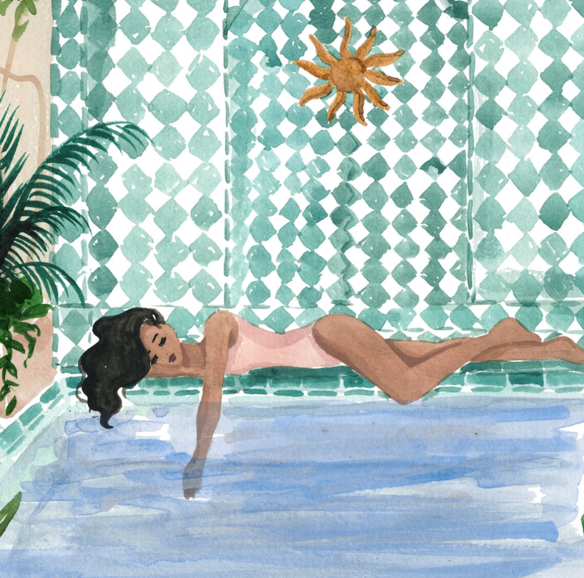 Poolside Siesta Art Print, Marrakech Morocco-Inspired - Image 3