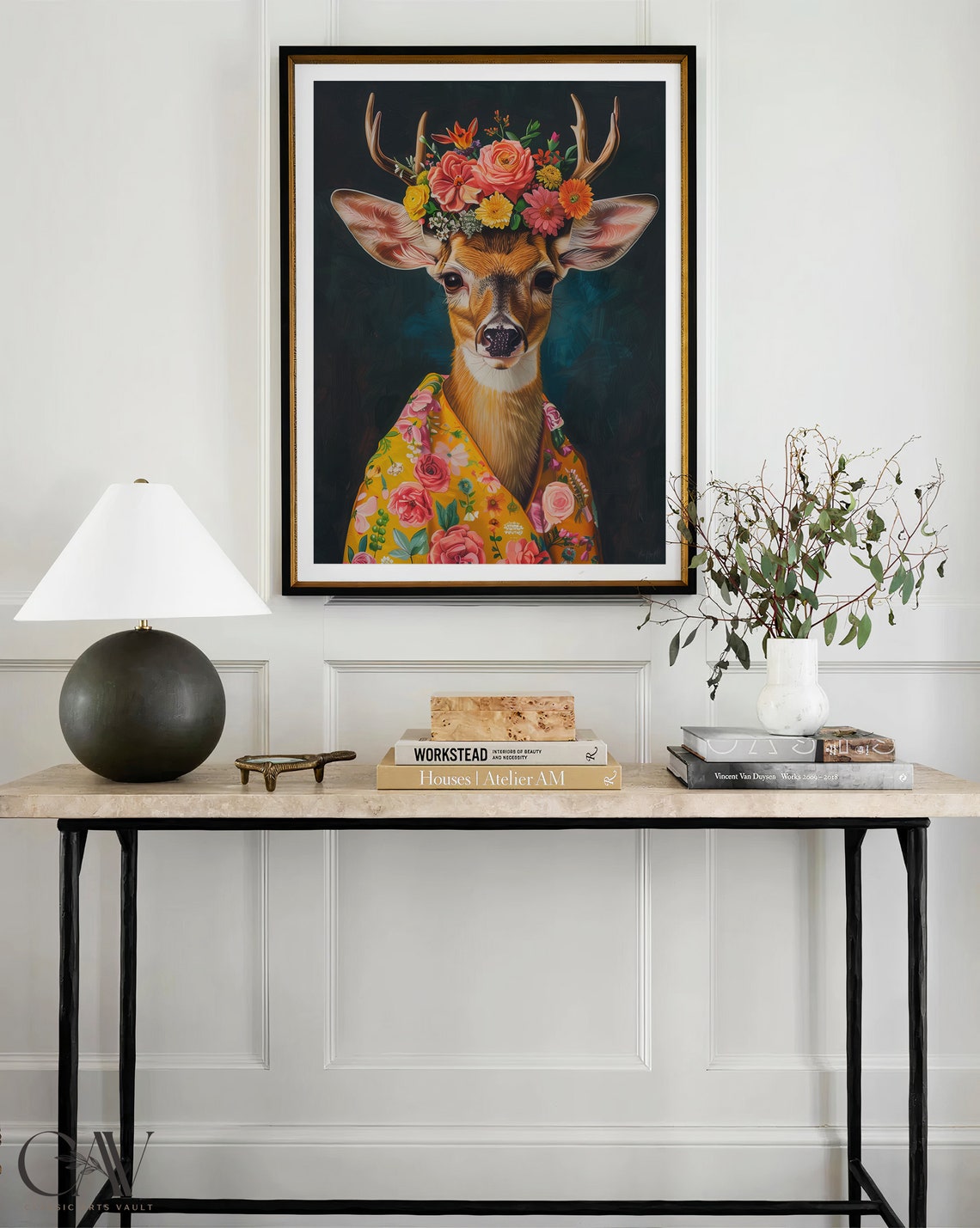 Fawn Flower Crown Portrait Yellow Floral Cape Cute Deer Wall Art - Image 4