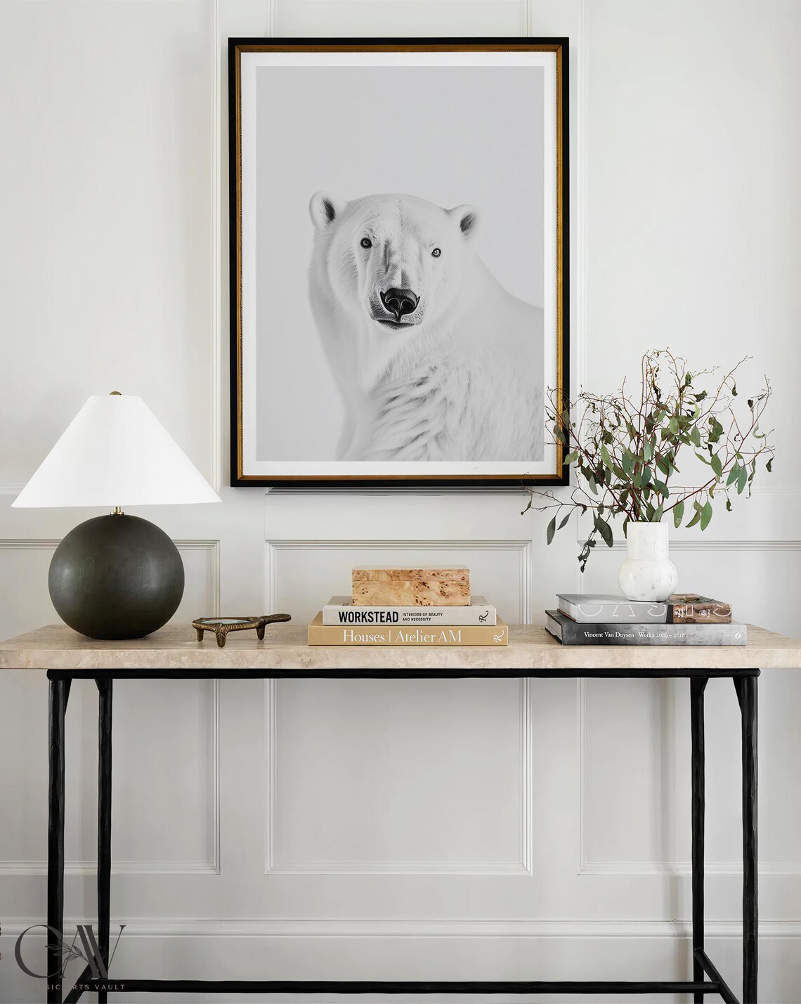 Polar Bear Close Up Black and White Portrait Photography Poster - Image 4