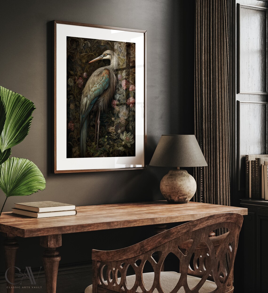 William Morris Inspired Crane Art Print, Arts - Image 4