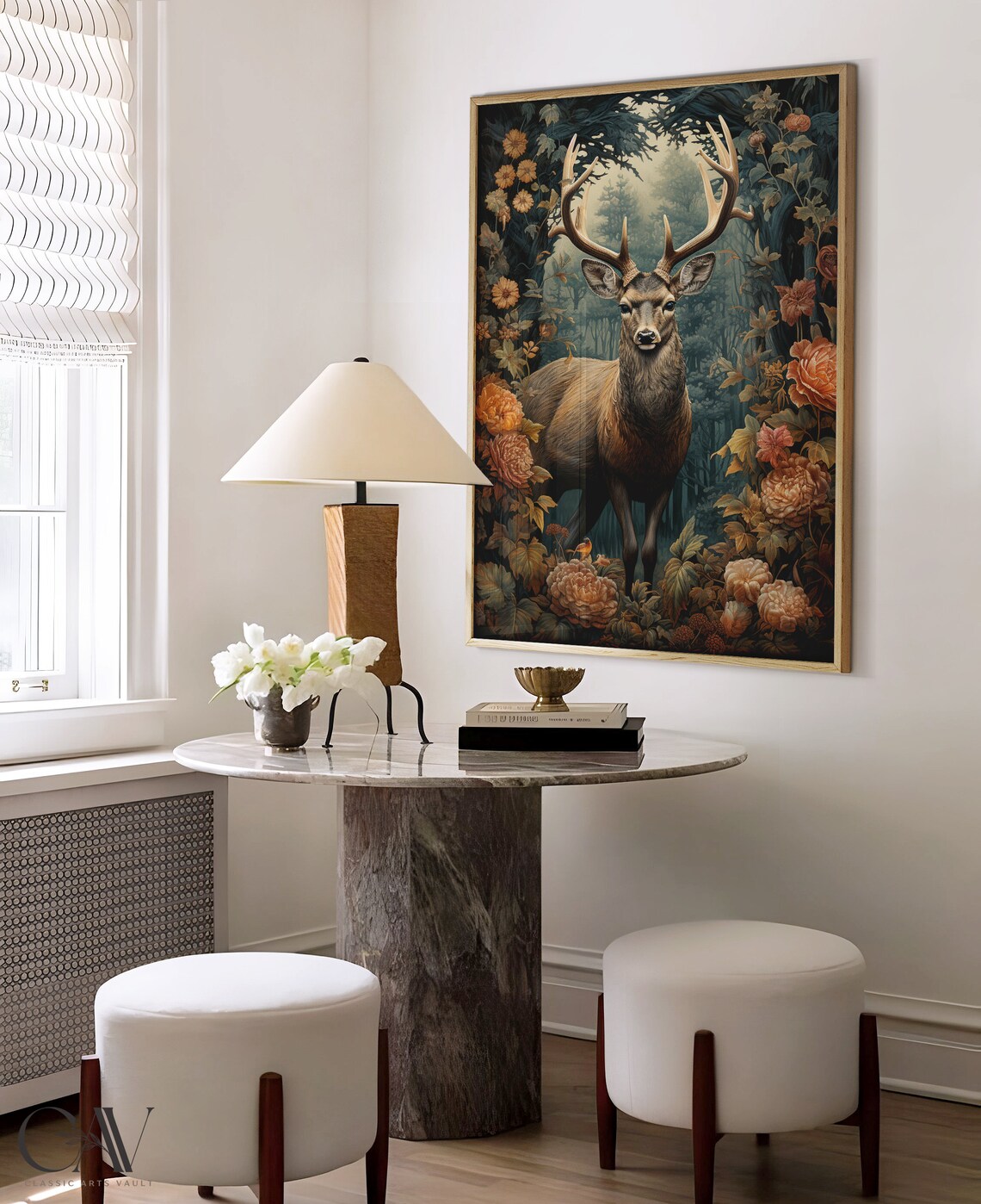 William Morris-Inspired Deer Autumn Art Print - Image 4