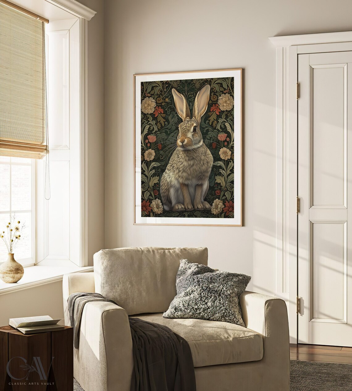William Morris-Inspired Rabbit Art Print, Bunny Decor - Image 2