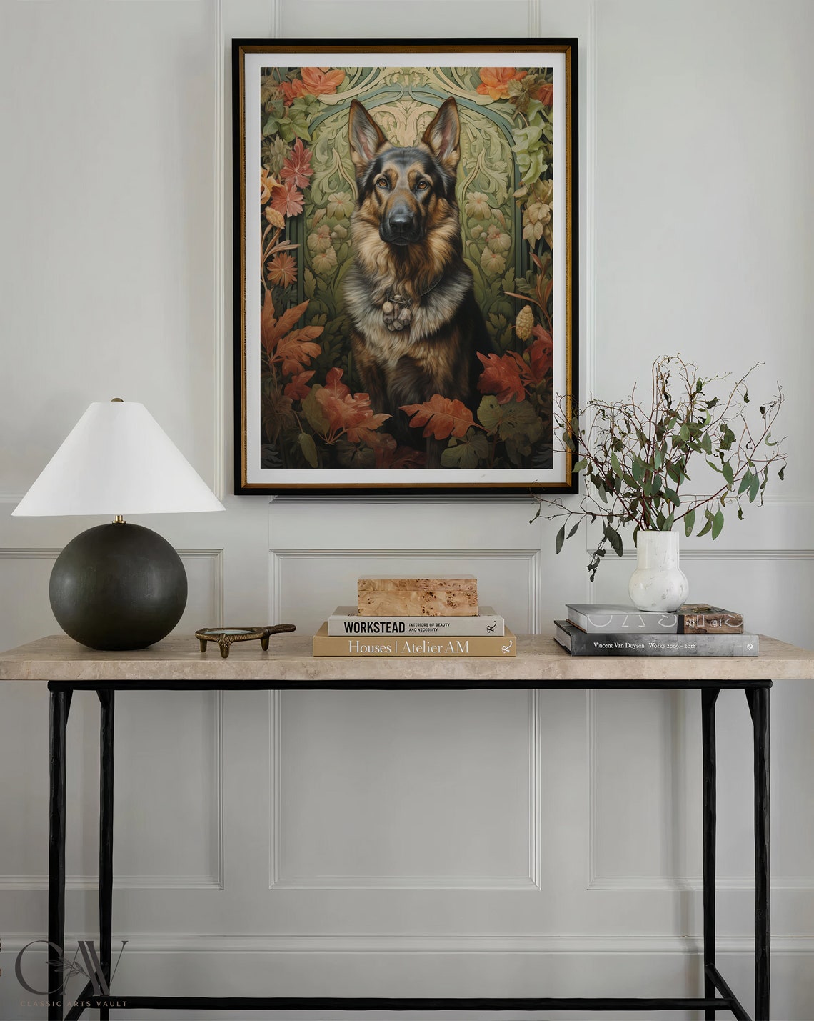 German Shepherd Dog Portrait In Autumn Leaves Archway Poster - Image 4