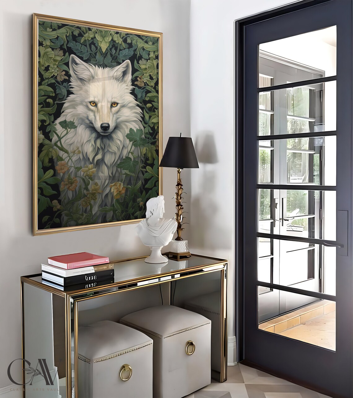 William Morris Inspired White Wolf Art Print - Image 4