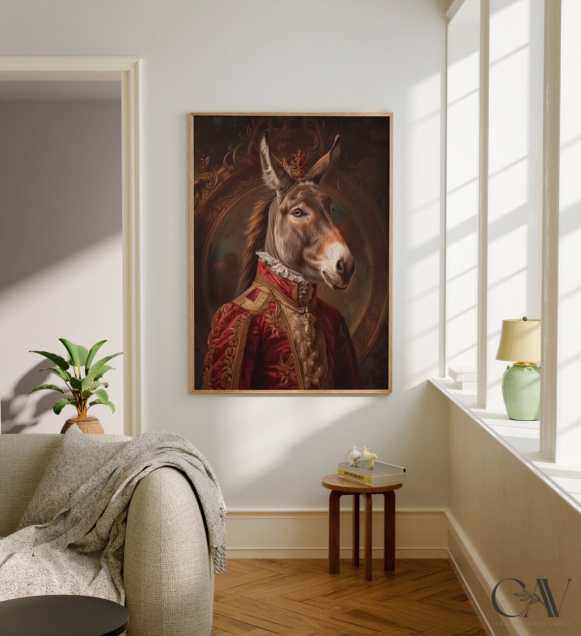 Royal Donkey Crown Portrait Renaissance Animal Painting Wall Art - Image 3