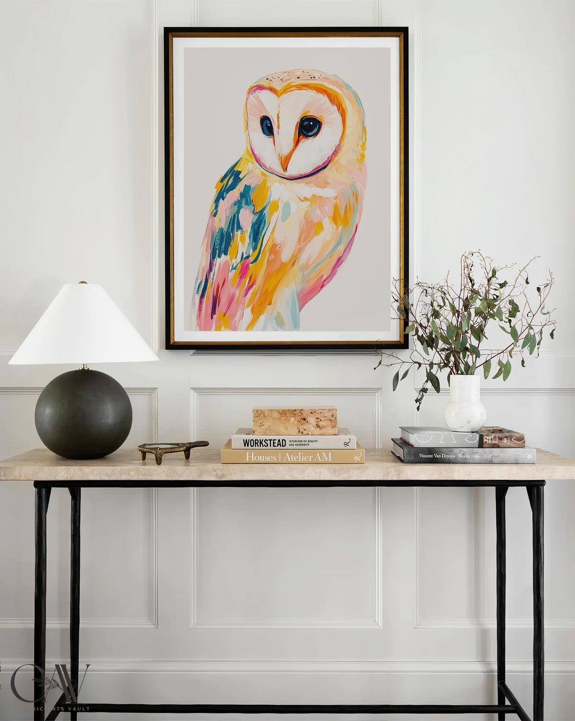 Barn Owl Colorful Brushstroke Portrait Nursery Bird Wall Art - Image 4
