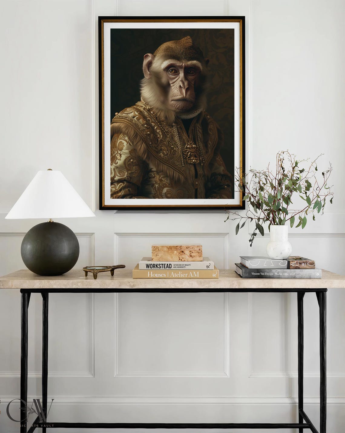 Noble Monkey Renaissance Portrait Gold Brocade Vintage Animal Poster - Image 3