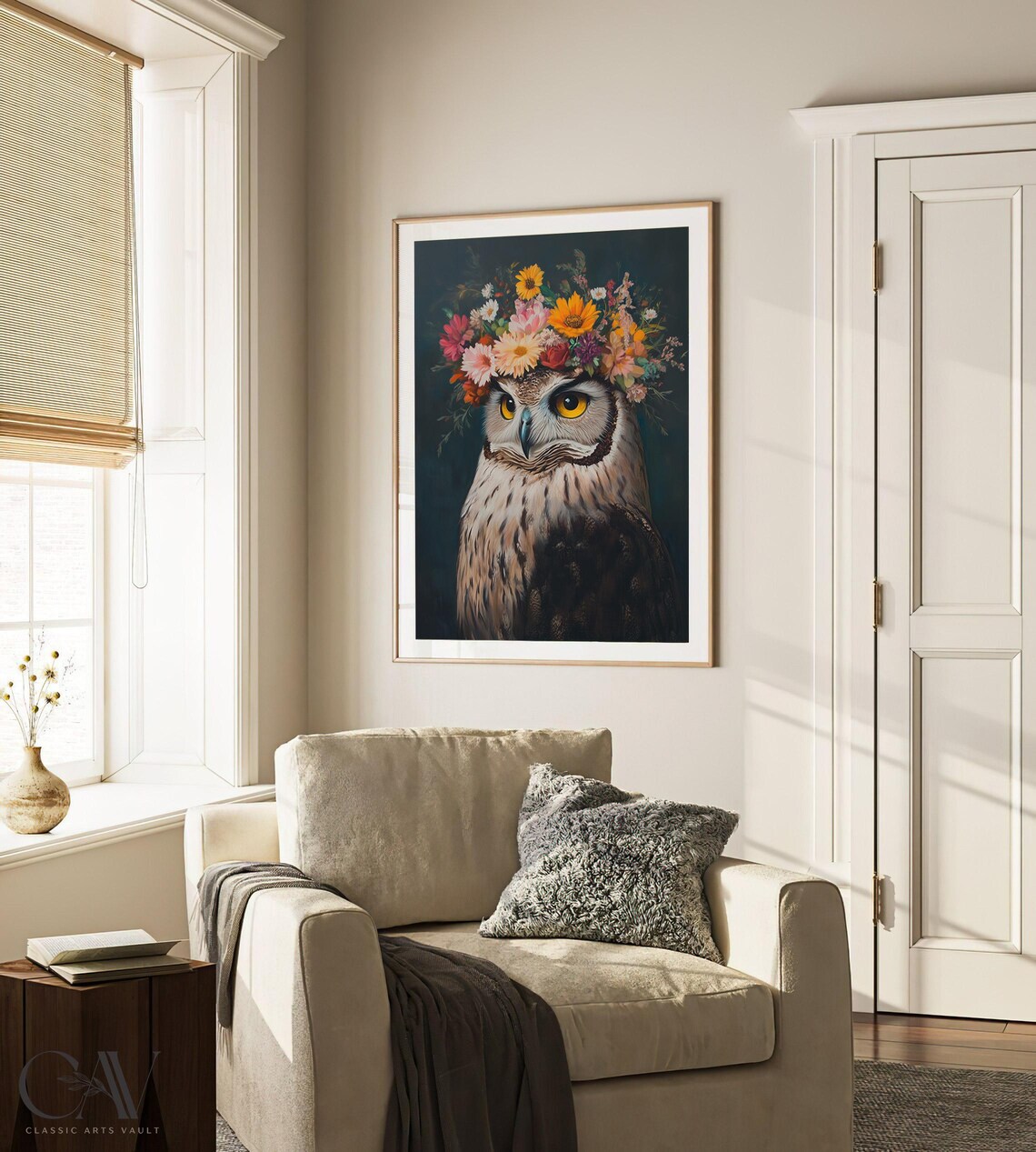 Owl Maximalist Eclectic Animal Portrait Art Print - Image 3