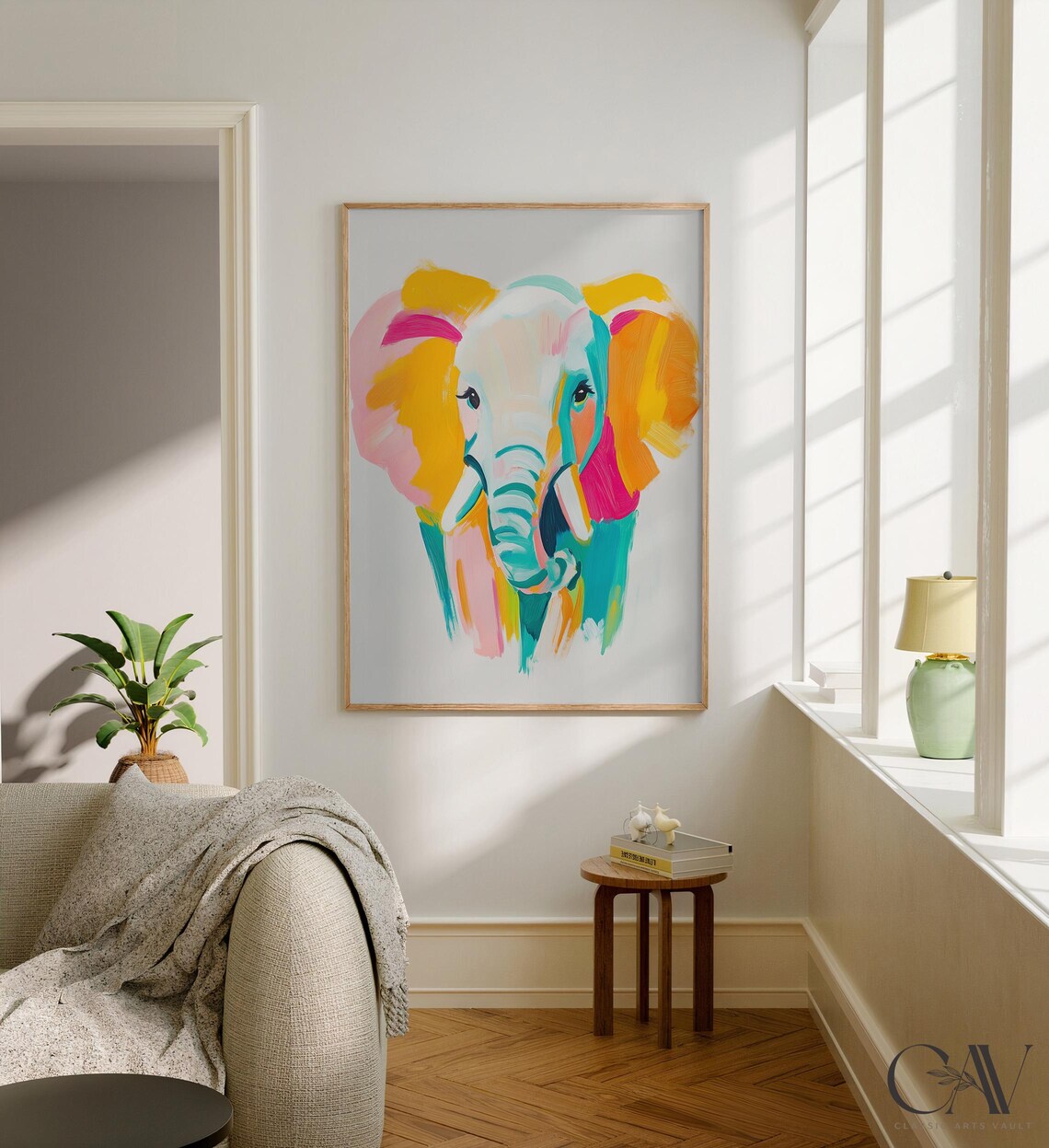Colorful Elephant Portrait Modern Pop Art Wildlife Animal Poster - Image 2