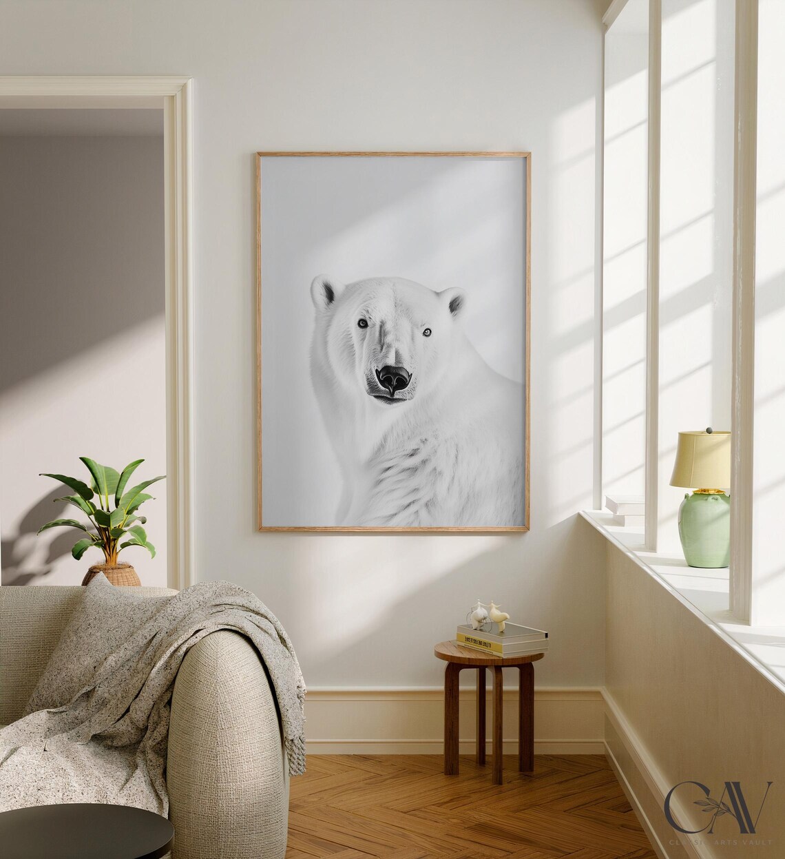 Polar Bear Close Up Black and White Portrait Photography Poster - Image 2