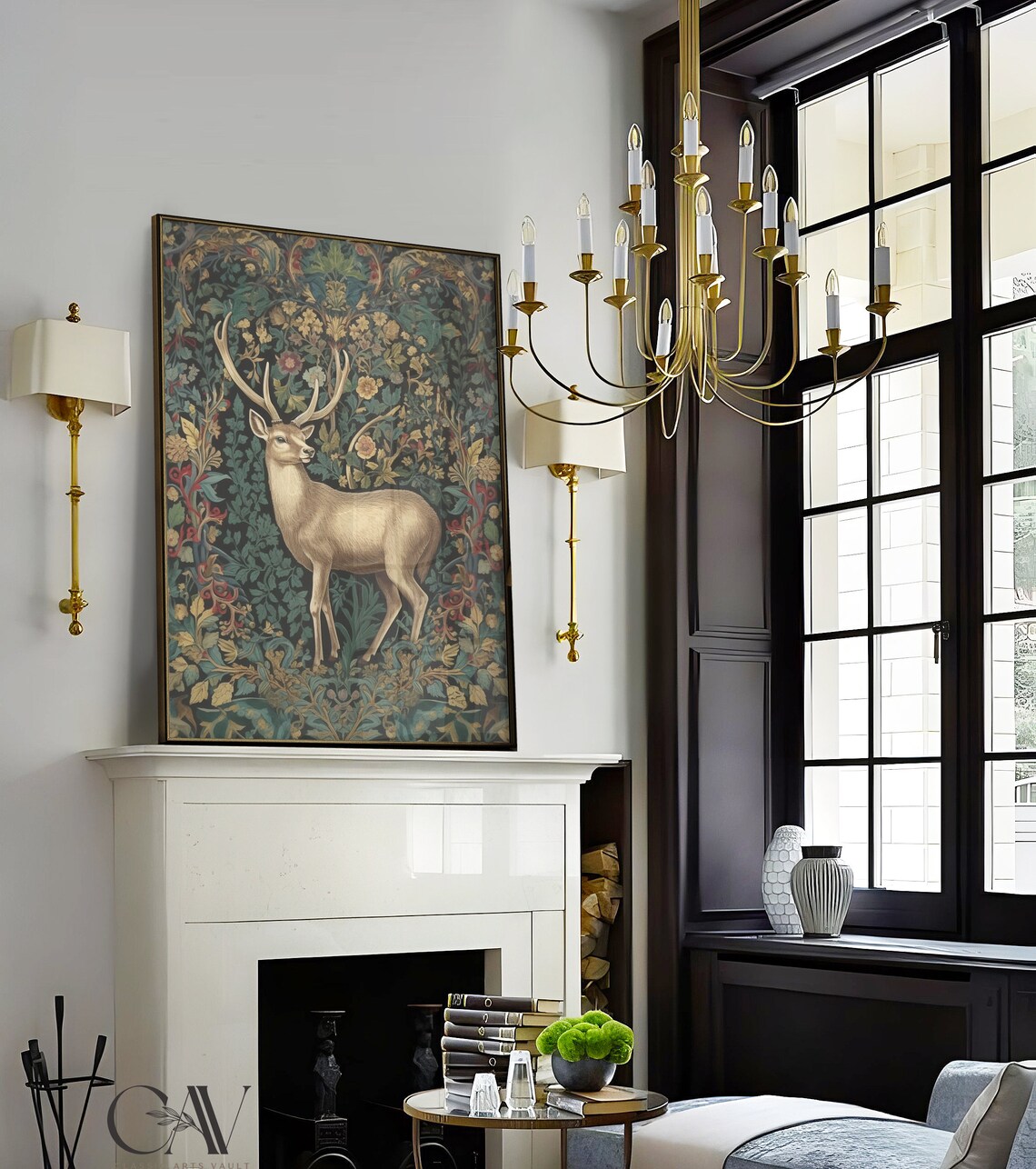 William Morris-Inspired Deer Art Print, Nature Wall Art - Image 3