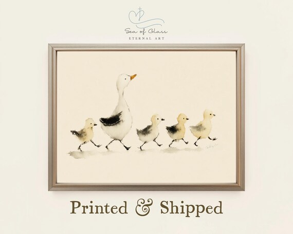 Duck Family Watercolor Print Farmhouse Nursery Animal Wall Art