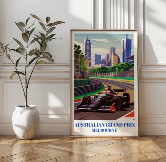Australian Grand Prix Poster Melbourne F1 Racing Track Art
