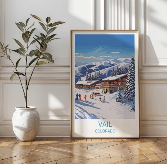 Vail Colorado Ski Resort Print Rocky Mountain Travel Poster