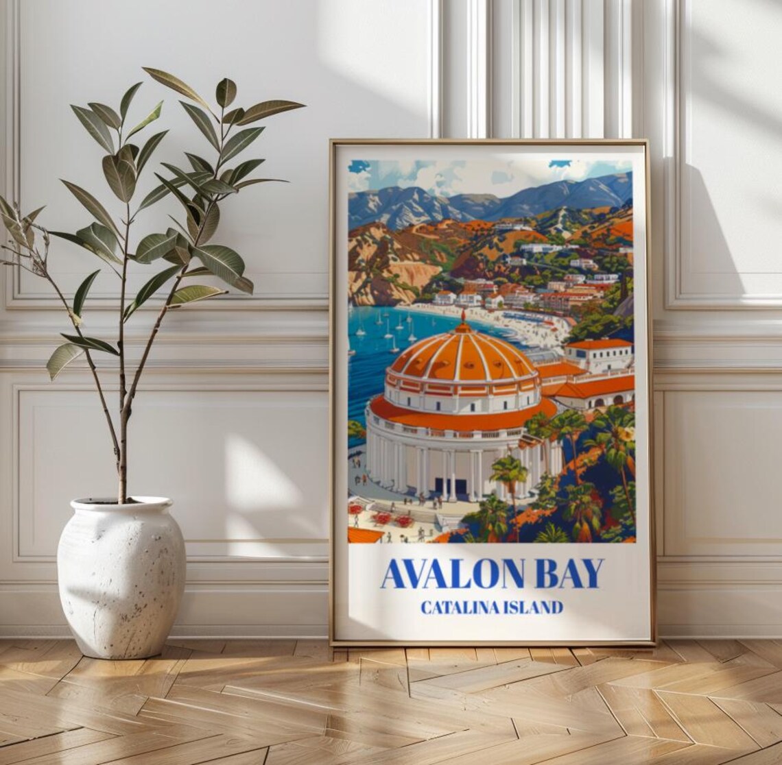 Avalon Bay Catalina Island Coastal Travel Poster