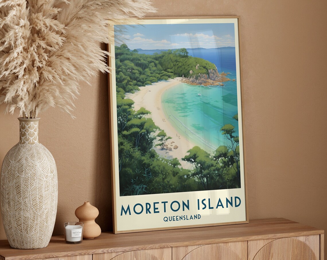 Moreton Island Queensland Turquoise Beach Cove Travel Poster - Image 4