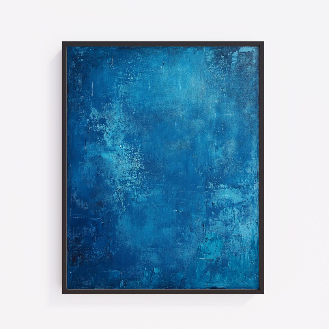 Deep Blue Textured Ocean Abstract Painting Moody Minimalist Decor Poster