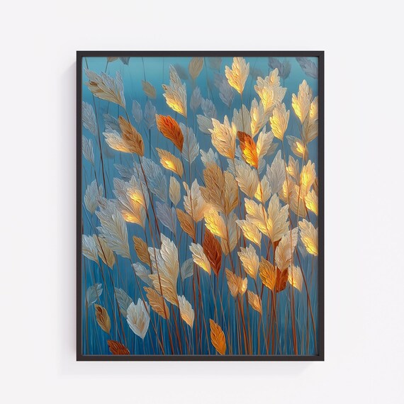 Frosted Meadow Grasses Art Print Moody Autumn Landscape