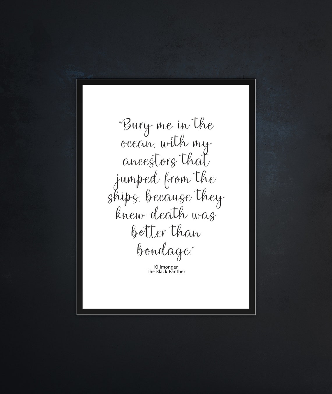 Killmonger Bury Me In The Ocean Black Panther Movie Quote Poster