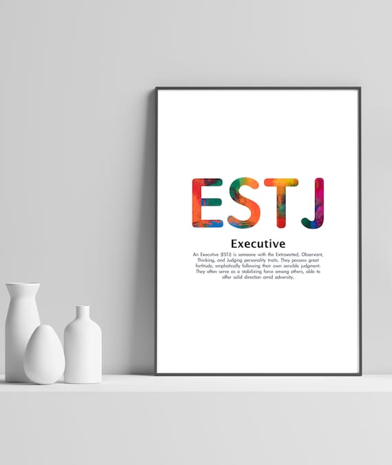 Estj Wall Art Print 16 Personality Types Quote Poster Inspirational Minimalist Abstract Motivational Home Decor Gift