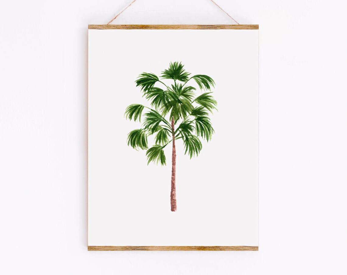 Windmill Palm Tree Watercolor Botanical Art Print
