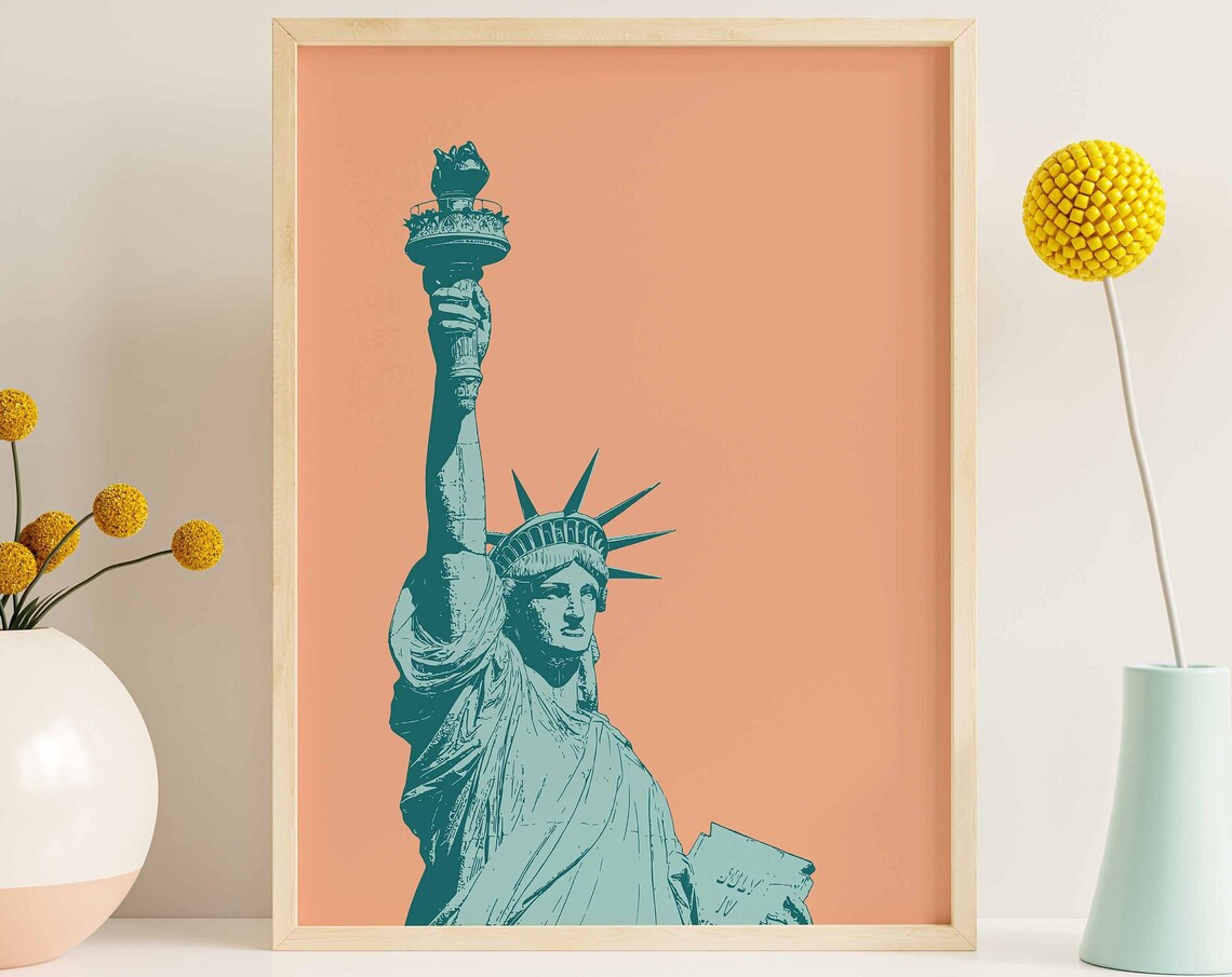 New York Minimalist Pastel Ellis Island Art Print