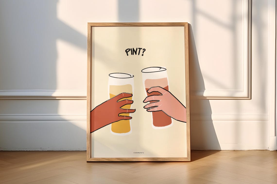Pint Print Hand Illustrated Poster