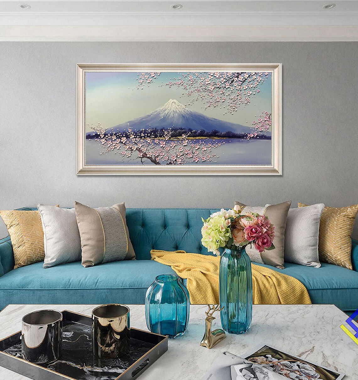 Mount Fuji Cherry Blossoms, Modern Wall Art Print - Image 5