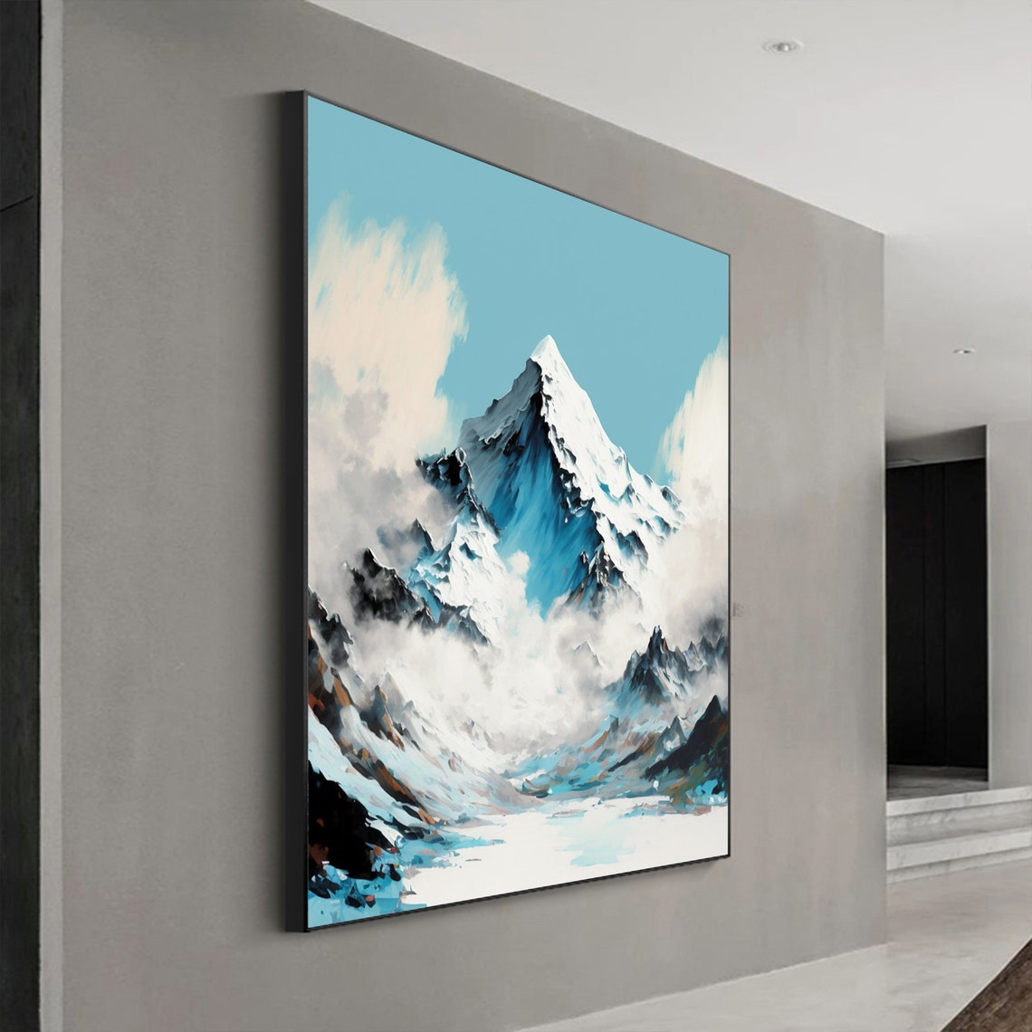 Majestic Snowy Mountain Peak Towering Against a Turquoise Sky Poster - Image 6