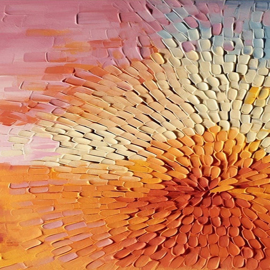 Sunset Burst Radial Palette Knife Textured Abstract Art Poster - Image 5