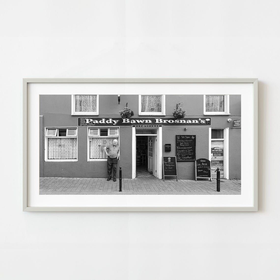 Paddy Bawn Brosnans Irish Pub Storefront Black And White Photo Poster