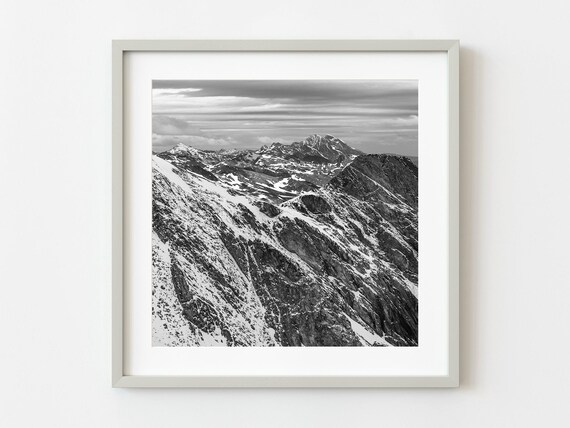 Martial Mountains North of Ushuaia Snowy Peaks Black White Poster