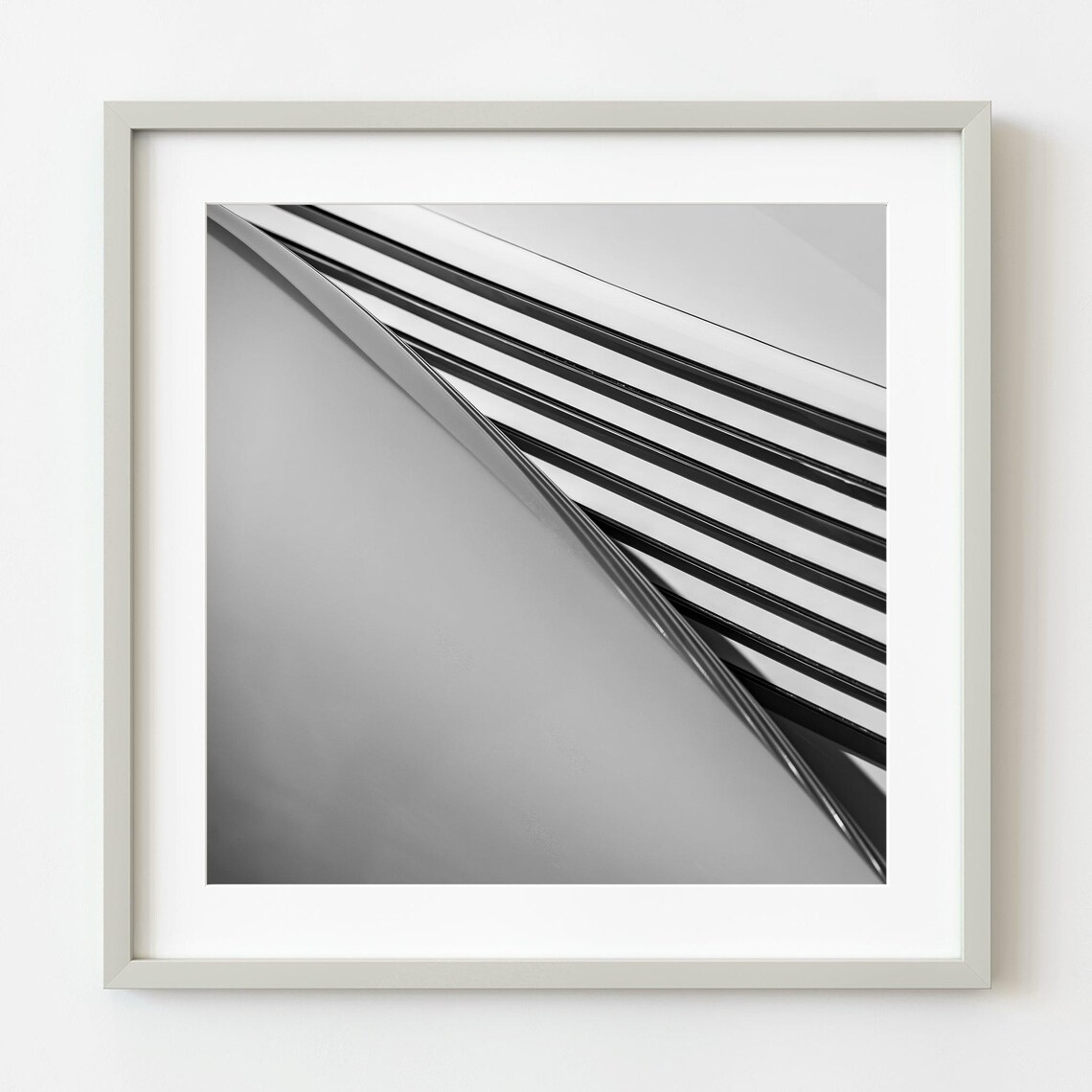 Vintage Car Hood Chrome Slat Detail Monochrome Fine Art Poster
