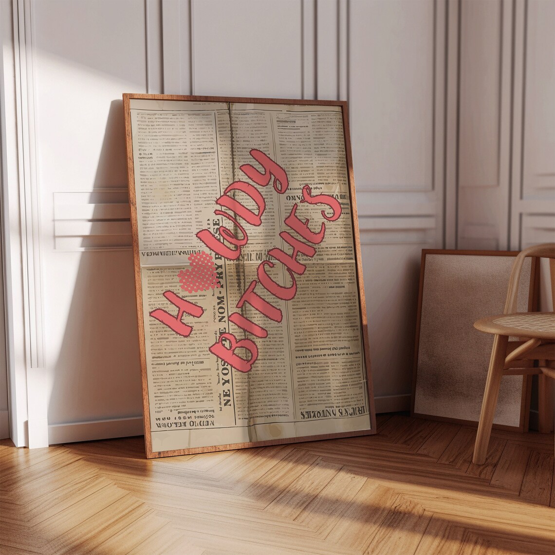 Howdy Pink Script Vintage Newspaper Western Cowgirl Sassy Wall Poster