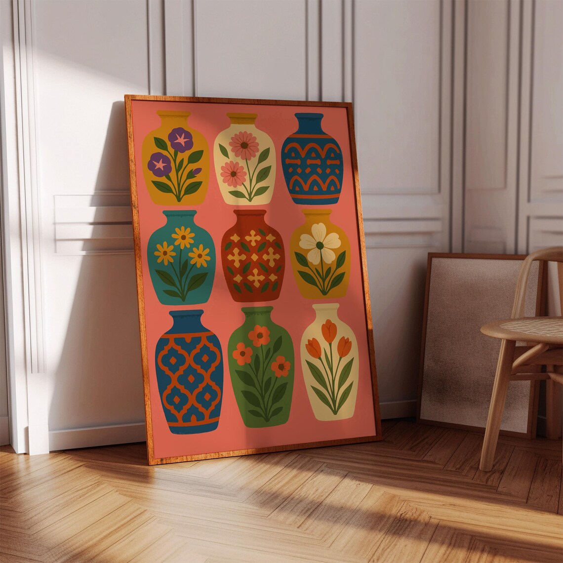 Kitchen Decor Colorful Decorative Vases Wall Art Floral Abstract Botanical Print Modern Folk Home