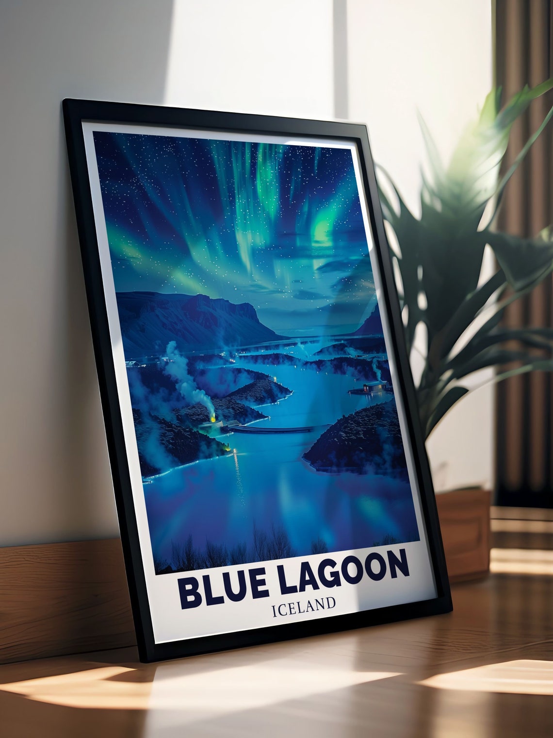 Blue Lagoon Northern Lights Over Steaming Waters Iceland Poster - Image 3