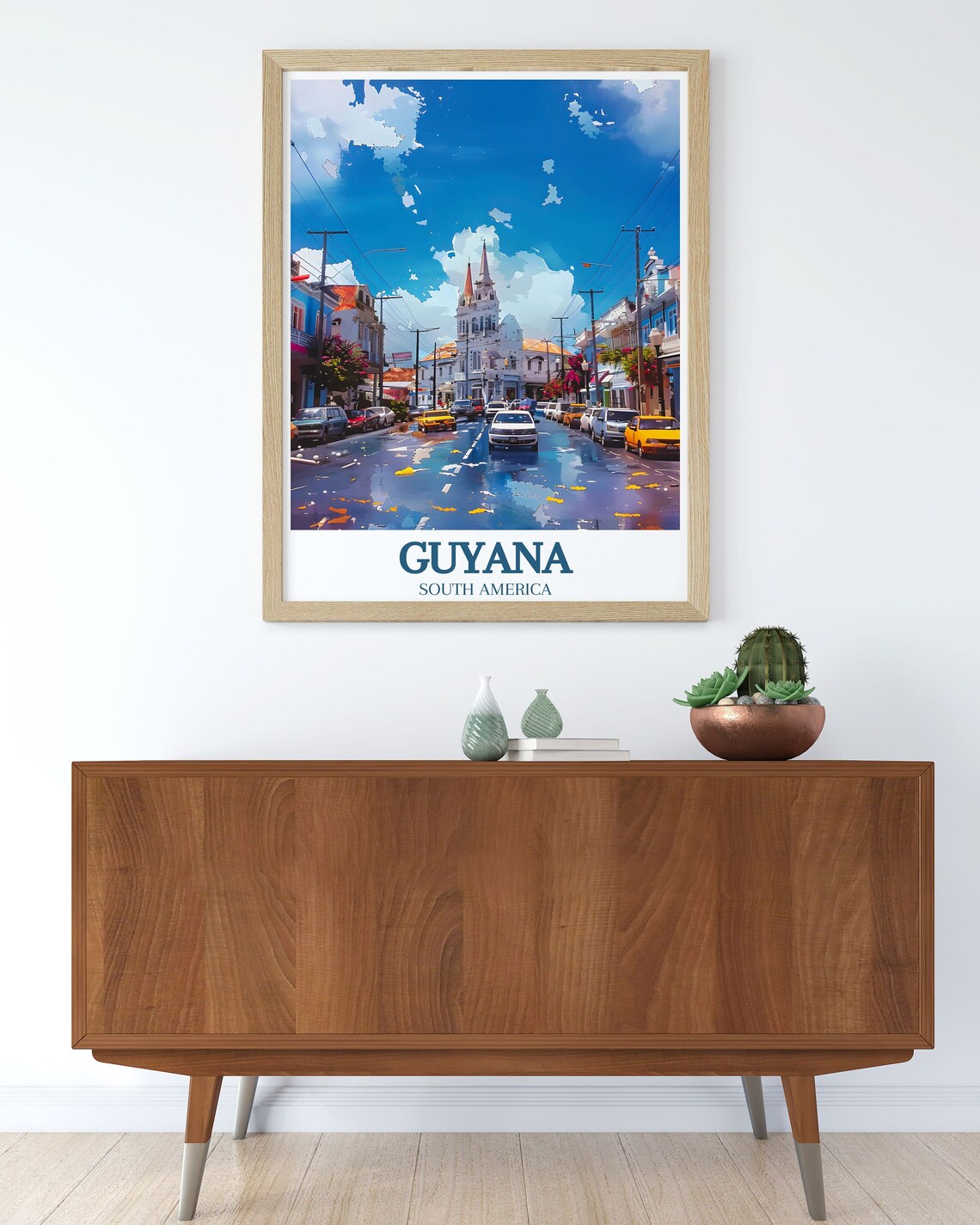 Georgetown Guyana City Hall Vibrant Street Watercolor Poster - Image 2