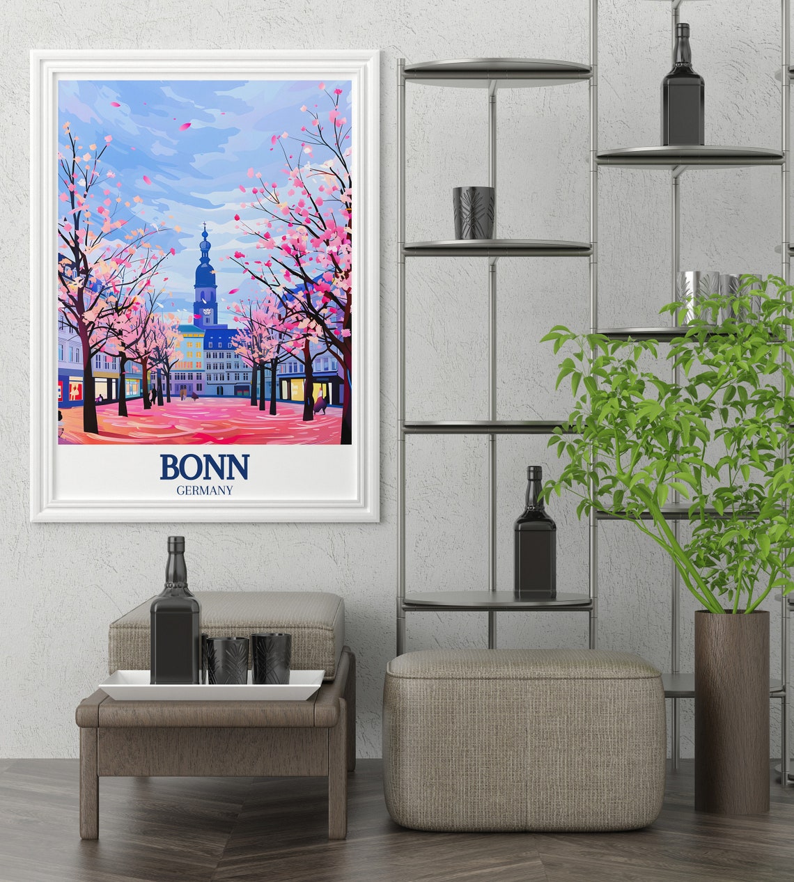 Bonn Cherry Blossom Poster Germany Old Town Spring Street Art - Image 3