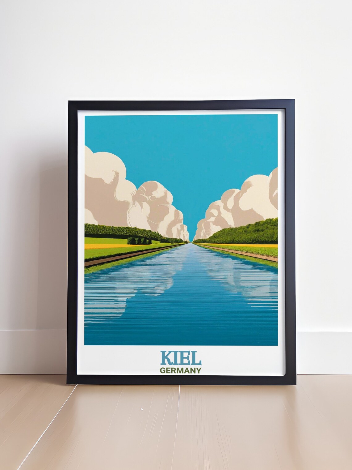 Kiel Germany Canal Symmetry Sky Cloud Reflections Travel Poster - Image 4