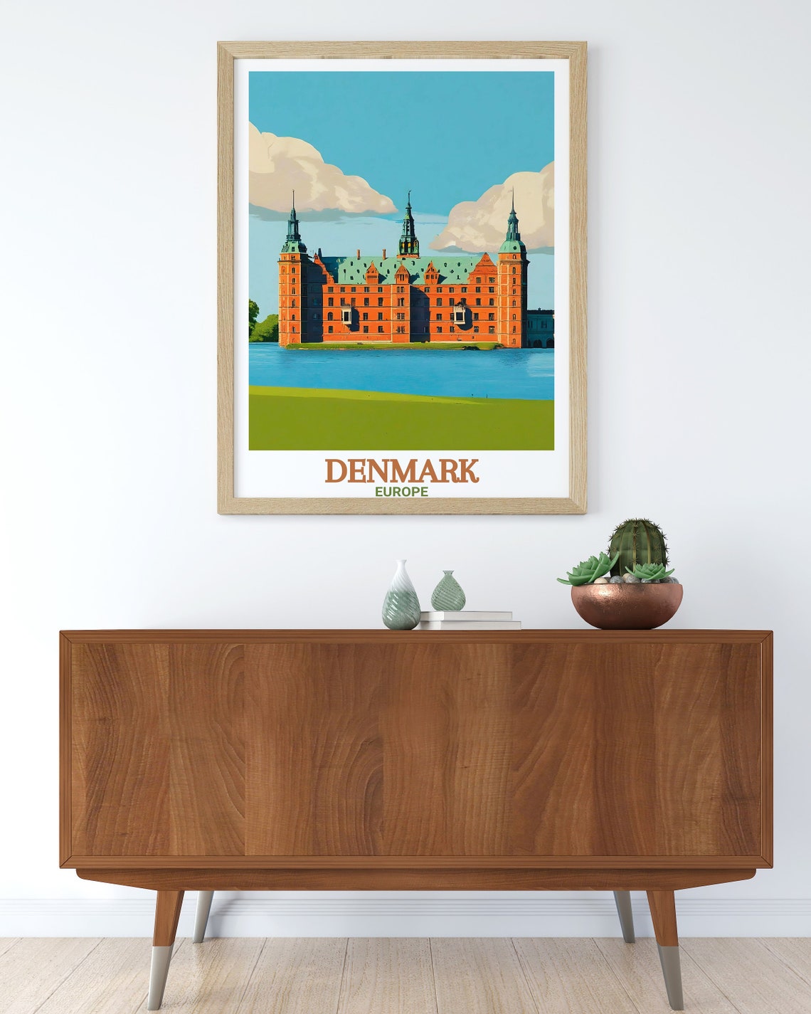 Historic Frederiksborg Castle Denmark Lakeside Travel Poster - Image 2