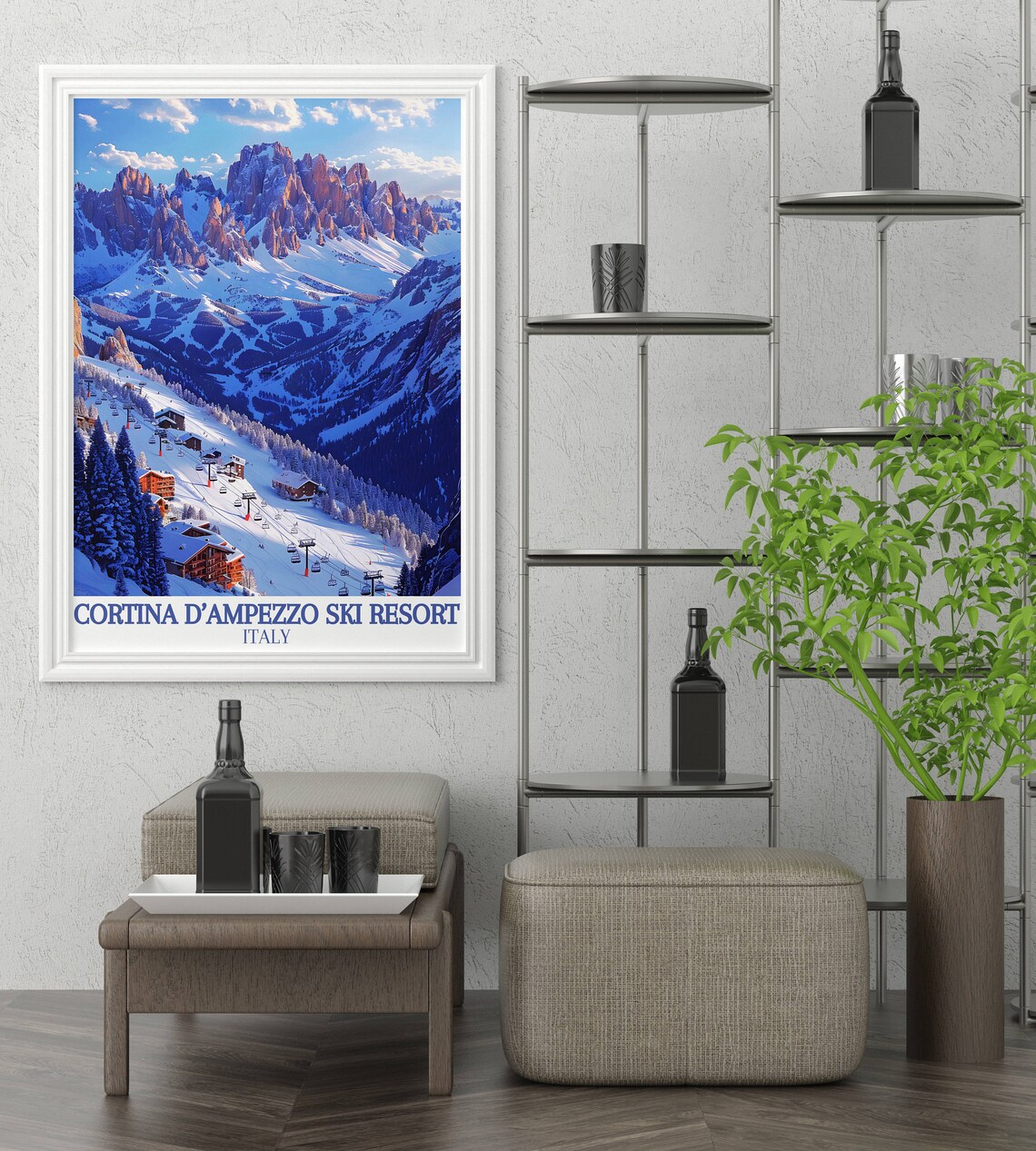 Cortina D Ampezzo Retro Ski Travel Poster - Image 3
